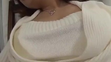 Smoking cutie Shinobu Mizushima with nice legs rubs pussy on chair arm