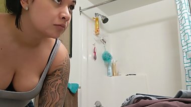 Asian houseguest hidden cam in her bathroom - showering after work