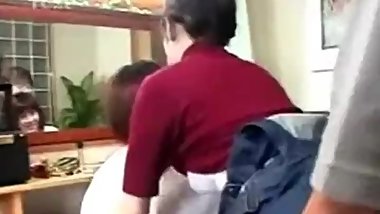 Asian MILF Is Fucked By Her Husband While She Combs Her Innocent Daughters