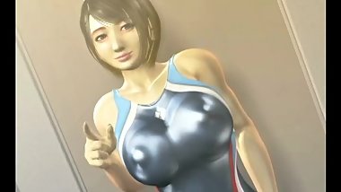 A guy gets a footjob from his teacher in the changing room then fuck her