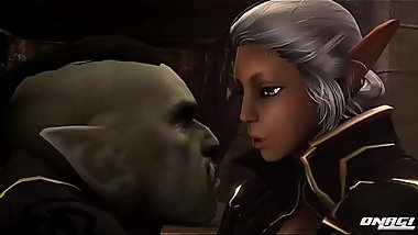 Ophelia Dark Elf Sex with Orc face-fuck